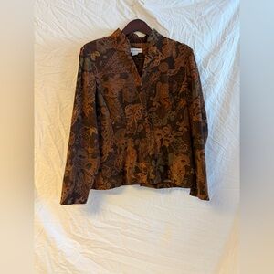 Dressbarn Brown and Orange Paisley Blazer